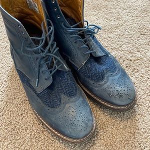 Harris Tweed Blue Boots